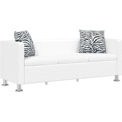 vidaXL Canapé 3 Places Similicuir Blanc Canapé de Séjour Mobilier de Salon - Publicité vidaXL Canapé 3 Places Similicuir Blanc Canapé de Séjour Mobilier de Salon - Publicité