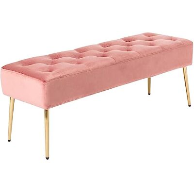 DUHOME Banc Bout de Lit avec Boutons Rembourré Banquette de Chaussures en Velours pour Entrée Salon Couloir Chambre à Coucher, Rose - Publicité DUHOME Banc Bout de Lit avec Boutons Rembourré Banquette de Chaussures en Velours pour Entrée Salon Couloir Chambre à Coucher, Rose - Publicité