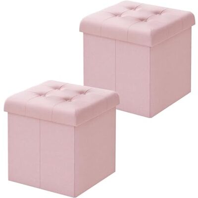 WOLTU Lot de 2 Tabouret Pouf de Rangement en Lin,Coffre Repose-Pied Pliable 37,5x37,5x38cm, Rose - Publicité WOLTU Lot de 2 Tabouret Pouf de Rangement en Lin,Coffre Repose-Pied Pliable 37,5x37,5x38cm, Rose - Publicité
