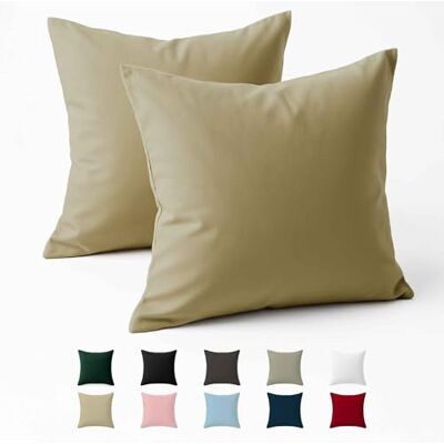 Dreamzie Taie Oreiller 60x60 Coton Renforcé (Set de 2) Beige Tissage serré de 57 Fils/cm² Taie Oreiller 60 x 60 cm Certifié Oeko Tex - Publicité Dreamzie Taie Oreiller 60x60 Coton Renforcé (Set de 2) Beige Tissage serré de 57 Fils/cm² Taie Oreiller 60 x 60 cm Certifié Oeko Tex - Publicité