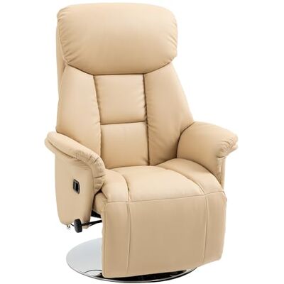 HOMCOM Fauteuil de Relaxation Fauteuil Relax de Salon inclinable pivotant Repose-Pied réglable accoudoirs, Chaise TV en Cuir synthétique, jusqu'à 150 kg, pour Salon, Chambre, Home cinéma, Beige - Publicité HOMCOM Fauteuil de Relaxation Fauteuil Relax de Salon inclinable pivotant Repose-Pied réglable accoudoirs, Chaise TV en Cuir synthétique, jusqu'à 150 kg, pour Salon, Chambre, Home cinéma, Beige - Publicité