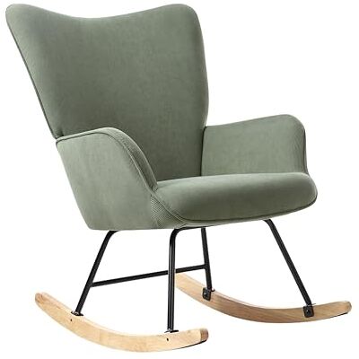 Beliani Fauteuil à Bascule en Velours Côtelé avec Dossier Large et Accoudoirs Pieds en Métal Noir Meuble de Salon Chambre Vert Arset - Publicité Beliani Fauteuil à Bascule en Velours Côtelé avec Dossier Large et Accoudoirs Pieds en Métal Noir Meuble de Salon Chambre Vert Arset - Publicité