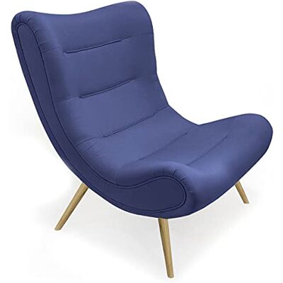 Menzzo Fauteuil scandinave Romilly Tissu Bleu - Publicité Menzzo Fauteuil scandinave Romilly Tissu Bleu - Publicité