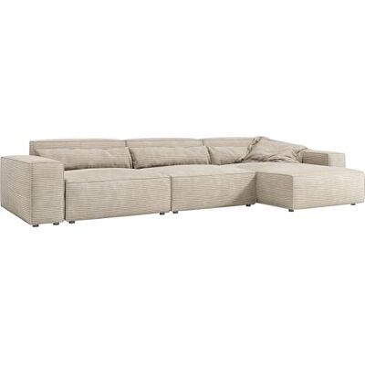 DeLife Canapé d'angle Sirpio XL Velours Côtelé Beige 370x170 cm Recamiere Variable - Publicité DeLife Canapé d'angle Sirpio XL Velours Côtelé Beige 370x170 cm Recamiere Variable - Publicité