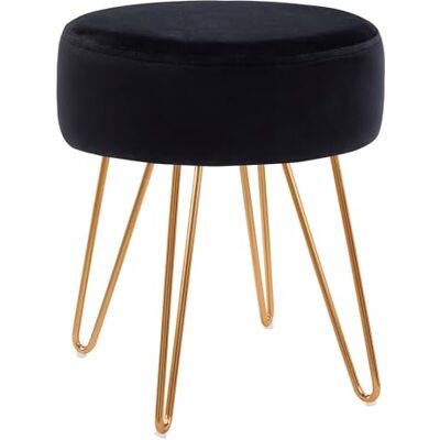 DUHOME Tabouret Ottomande en Velvet Chaise Coiffeuse Ronde avec Pieds Métalliques Pouf pour Salon Chambre, Noir - Publicité DUHOME Tabouret Ottomande en Velvet Chaise Coiffeuse Ronde avec Pieds Métalliques Pouf pour Salon Chambre, Noir - Publicité
