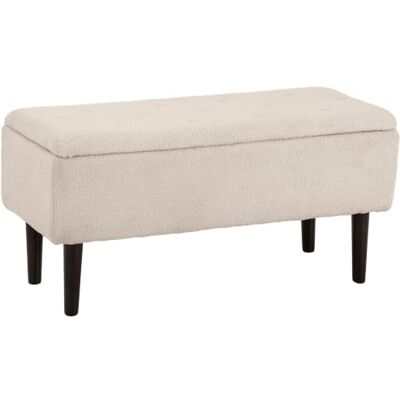 HOMCOM Banc de Rangement Tabouret Repose-Pieds 95 x 38 x 45 cm Beige Coffre de rangement, Surface en Tissu Effet Laine Boucleé, Pieds en Bois d'Hévéa, pour Salon Chambre Entrée - Publicité HOMCOM Banc de Rangement Tabouret Repose-Pieds 95 x 38 x 45 cm Beige Coffre de rangement, Surface en Tissu Effet Laine Boucleé, Pieds en Bois d'Hévéa, pour Salon Chambre Entrée - Publicité