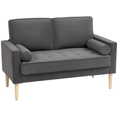 HOMCOM Canapé 2 Places canapé Moderne en Velours 127 cm, Coussins à Ressorts épais, Pieds en Bois d'hévéa, 2 oreillers et Assise capitonnée, Banquette 2 Places pour Salon, Chambre, Petit Espace, Gris - Publicité HOMCOM Canapé 2 Places canapé Moderne en Velours 127 cm, Coussins à Ressorts épais, Pieds en Bois d'hévéa, 2 oreillers et Assise capitonnée, Banquette 2 Places pour Salon, Chambre, Petit Espace, Gris - Publicité