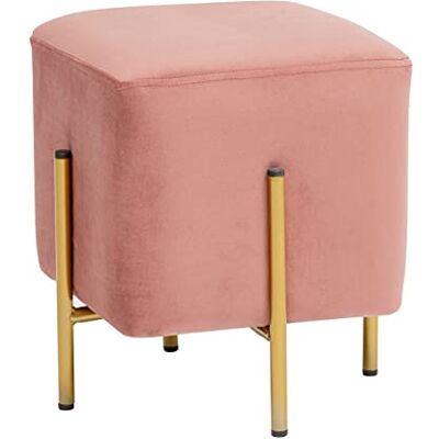 Baroni Home Pouf Velours 33x33x38 Rose Poudre - Pouf - Publicité Baroni Home Pouf Velours 33x33x38 Rose Poudre - Pouf - Publicité