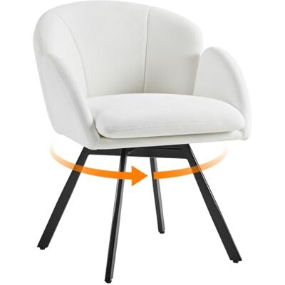 Yaheetech Fauteuil Salon en Velours Chenille,Design Fleur,Chaise Coiffeuse Pivotante,Fauteuil Chambre Confortable avec Coussin Amovible pour Chambre Bureau Domicile Blanc - Publicité Yaheetech Fauteuil Salon en Velours Chenille,Design Fleur,Chaise Coiffeuse Pivotante,Fauteuil Chambre Confortable avec Coussin Amovible pour Chambre Bureau Domicile Blanc - Publicité