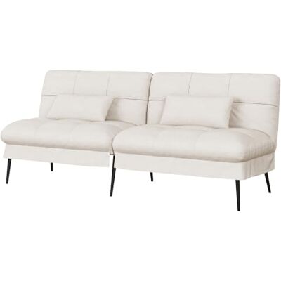 COMHOMA Canapé-lit avec Fonction de Couchage Housse futon Convertible Canapé d'angle Canapé d'invité 3 Places avec Dossier réglable en Tissu Blanc cassé - Publicité COMHOMA Canapé-lit avec Fonction de Couchage Housse futon Convertible Canapé d'angle Canapé d'invité 3 Places avec Dossier réglable en Tissu Blanc cassé - Publicité