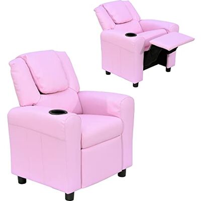 HOMCOM Fauteuil pour enfants, mini-fauteuil, canapé pour enfants de 3 à 6 ans, fonction couchage, porte-gobelet intégré, rose, 62 x 56 x 69 cm - Publicité HOMCOM Fauteuil pour enfants, mini-fauteuil, canapé pour enfants de 3 à 6 ans, fonction couchage, porte-gobelet intégré, rose, 62 x 56 x 69 cm - Publicité