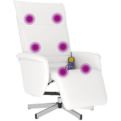 vidaXL Fauteuil Inclinable de Massage avec Repose-Pieds, Chaise de Relaxation avec Dossier, Siège avec Accoudoirs Salon, Moderne, Blanc Similicuir - Publicité vidaXL Fauteuil Inclinable de Massage avec Repose-Pieds, Chaise de Relaxation avec Dossier, Siège avec Accoudoirs Salon, Moderne, Blanc Similicuir - Publicité