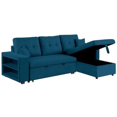 CONCEPT USINE Canapé d'angle Convertible 4 Places avec Rangements Intégrés Glasgow Bleu Canard Confortable et Modulable Très Pratique Design Contemporain Lit 2 Places : Couchage 196X113 cm - Publicité CONCEPT USINE Canapé d'angle Convertible 4 Places avec Rangements Intégrés Glasgow Bleu Canard Confortable et Modulable Très Pratique Design Contemporain Lit 2 Places : Couchage 196X113 cm - Publicité