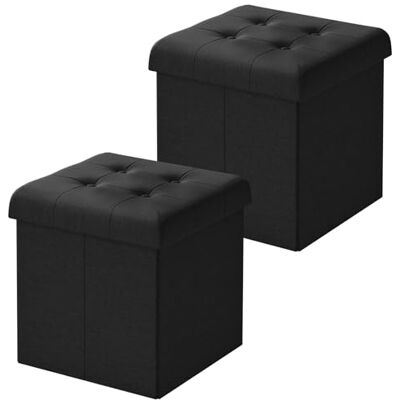WOLTU Lot de 2 Tabouret Pouf de Rangement en Lin,Coffre Repose-Pied Pliable 37,5x37,5x38cm, Noir - Publicité WOLTU Lot de 2 Tabouret Pouf de Rangement en Lin,Coffre Repose-Pied Pliable 37,5x37,5x38cm, Noir - Publicité