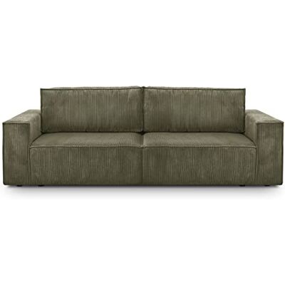 HOMIFAB Canapé Convertible 3 Places Harper Velours Côtelé Vert Kaki 237x101x85 cm Coffre Rangement - Publicité HOMIFAB Canapé Convertible 3 Places Harper Velours Côtelé Vert Kaki 237x101x85 cm Coffre Rangement - Publicité