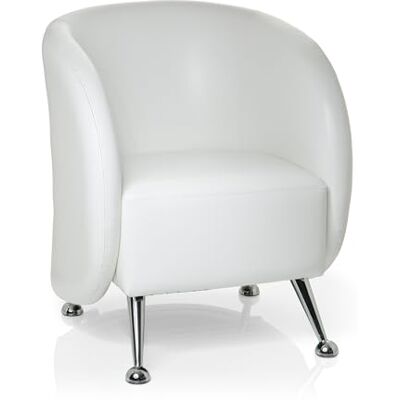 hjh OFFICE Fauteuil rembourré St. Lucia Fauteuil Lounge en Similicuir avec Rembourrage d'assise Souple, 713210, Blanc - Publicité hjh OFFICE Fauteuil rembourré St. Lucia Fauteuil Lounge en Similicuir avec Rembourrage d'assise Souple, 713210, Blanc - Publicité