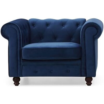 Menzzo Fauteuil Chesterfield en Velours Bleu Siège capitonné Chic et Confortable, Design Luxe pour Salon, Bureau ou Chambre - Publicité Menzzo Fauteuil Chesterfield en Velours Bleu Siège capitonné Chic et Confortable, Design Luxe pour Salon, Bureau ou Chambre - Publicité