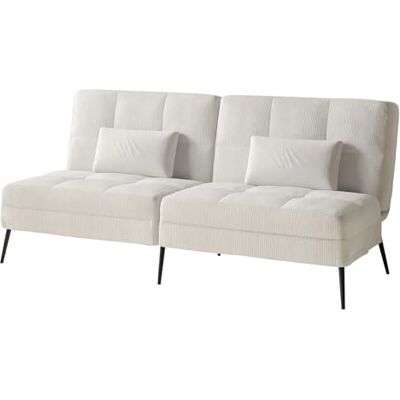 COMHOMA Canapé-lit avec Fonction de Couchage Housse futon Convertible Canapé d'angle Canapé d'invité 3 Places avec Dossier réglable en Velours côtelé Beige - Publicité COMHOMA Canapé-lit avec Fonction de Couchage Housse futon Convertible Canapé d'angle Canapé d'invité 3 Places avec Dossier réglable en Velours côtelé Beige - Publicité