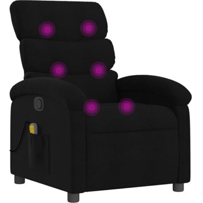 vidaXL Fauteuil Inclinable de Massage, Chaise de Relaxation avec Dossier et Repose-Pied Réglables, Siège de Salon, Moderne, Noir Tissu - Publicité vidaXL Fauteuil Inclinable de Massage, Chaise de Relaxation avec Dossier et Repose-Pied Réglables, Siège de Salon, Moderne, Noir Tissu - Publicité