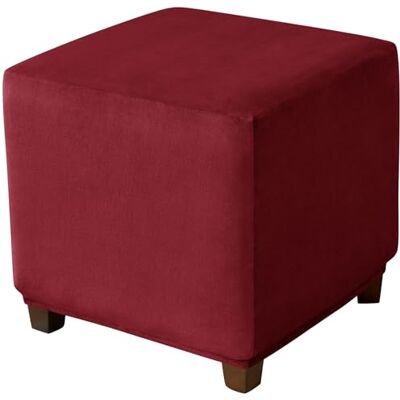CLGTY Housse Carré Extensible Velours Ottoman Pouf Antidérapant Lavable Housse De Protection avec Bas Élastique-Vin Rouge-Small - Publicité CLGTY Housse Carré Extensible Velours Ottoman Pouf Antidérapant Lavable Housse De Protection avec Bas Élastique-Vin Rouge-Small - Publicité