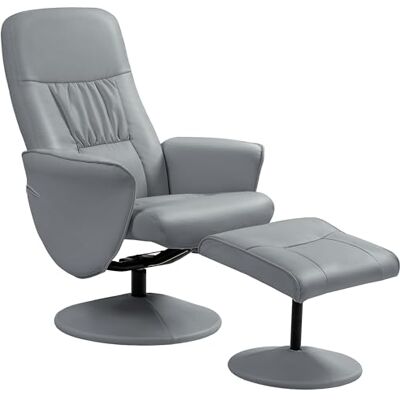 HOMCOM Fauteuil Relax avec Repose-Pied Fauteuil de Relaxation Relaxant pivotant 360° et Dossier inclinable pour TV supportant jusqu'à 120 Kg revêtement synthétique métal Gris - Publicité HOMCOM Fauteuil Relax avec Repose-Pied Fauteuil de Relaxation Relaxant pivotant 360° et Dossier inclinable pour TV supportant jusqu'à 120 Kg revêtement synthétique métal Gris - Publicité
