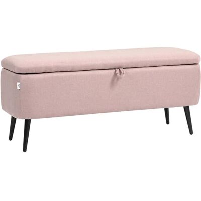 HOMCOM Banc de rangement rembourré en lin avec couvercle rabattable et pieds en acier pour chambre, salon, entrée, charge 150 kg, 101 x 38,5 x 44,5 cm, rose - Publicité HOMCOM Banc de rangement rembourré en lin avec couvercle rabattable et pieds en acier pour chambre, salon, entrée, charge 150 kg, 101 x 38,5 x 44,5 cm, rose - Publicité