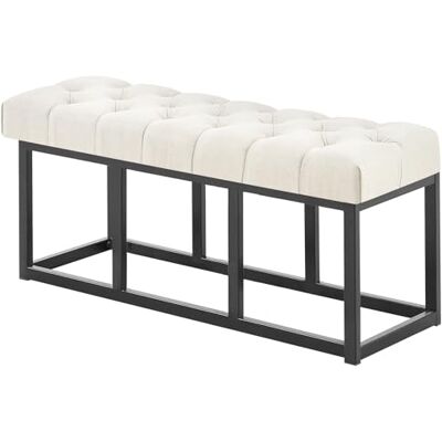 CLP Banc Design Amun en Tissu I Banquette avec Piètement en Métal Noir Mat I Style Chersterfield I Banc De Couloir Différentes Longueurs, Couleur:crème, Taille:100 cm - Publicité CLP Banc Design Amun en Tissu I Banquette avec Piètement en Métal Noir Mat I Style Chersterfield I Banc De Couloir Différentes Longueurs, Couleur:crème, Taille:100 cm - Publicité