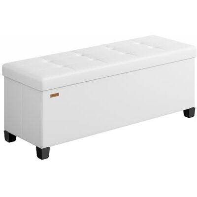 SONGMICS Banc de Rangement, Coffre avec Pieds, 38 x 110 x 40 cm, Pouf, Repose-Pieds, 112 L, PVC, pour Salon, Entrée, Blanc Nuage LSF0514W02 - Publicité SONGMICS Banc de Rangement, Coffre avec Pieds, 38 x 110 x 40 cm, Pouf, Repose-Pieds, 112 L, PVC, pour Salon, Entrée, Blanc Nuage LSF0514W02 - Publicité