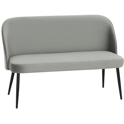 HOMCOM Canapé 2 places rembourré, 127 cm, aspect velours, dossier incurvé, moderne, pour salon, chambre à coucher, petites pièces, gris - Publicité HOMCOM Canapé 2 places rembourré, 127 cm, aspect velours, dossier incurvé, moderne, pour salon, chambre à coucher, petites pièces, gris - Publicité