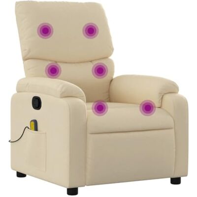 vidaXL Fauteuil de Massage Inclinable, Chaise de Relaxation avec Dossier et Repose-Pied Réglables, Siège Électrique de Salon, Moderne, Crème Tissu - Publicité vidaXL Fauteuil de Massage Inclinable, Chaise de Relaxation avec Dossier et Repose-Pied Réglables, Siège Électrique de Salon, Moderne, Crème Tissu - Publicité