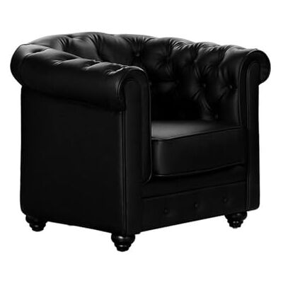 Unique Fauteuil en Simili Chesterfield Noir - Publicité Unique Fauteuil en Simili Chesterfield Noir - Publicité