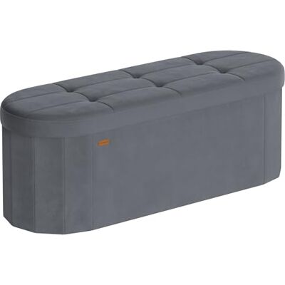 SONGMICS Banc de Rangement, Coffre, Repose-Pieds Pliable, Montage Facile, pour Salon, Entrée, Chambre, Tissu Velours, Capacité 110 L, 38 x 110 x 38 cm, Gris Ardoise LSF297GN01 - Publicité SONGMICS Banc de Rangement, Coffre, Repose-Pieds Pliable, Montage Facile, pour Salon, Entrée, Chambre, Tissu Velours, Capacité 110 L, 38 x 110 x 38 cm, Gris Ardoise LSF297GN01 - Publicité