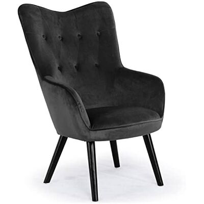 Menzzo Fauteuil scandinave Klarys Velours Noir - Publicité Menzzo Fauteuil scandinave Klarys Velours Noir - Publicité
