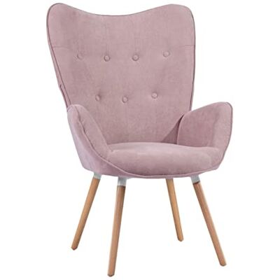 MEUBLE COSY Fauteuil Salon Scandinave Confortable Chaise de Chambre Canapé de Loisirs avec Assise Épais Accoudoirs Rembourés en Tissu Pieds Bois Massif, Rose - Publicité MEUBLE COSY Fauteuil Salon Scandinave Confortable Chaise de Chambre Canapé de Loisirs avec Assise Épais Accoudoirs Rembourés en Tissu Pieds Bois Massif, Rose - Publicité