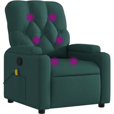 vidaXL Fauteuil Inclinable de Massage, Chaise de Relaxation avec Dossier et Repose-Pied Réglables, Siège de Salon, Moderne, Vert Foncé Tissu - Publicité vidaXL Fauteuil Inclinable de Massage, Chaise de Relaxation avec Dossier et Repose-Pied Réglables, Siège de Salon, Moderne, Vert Foncé Tissu - Publicité