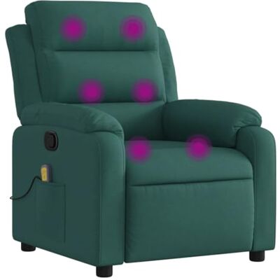 vidaXL Fauteuil Inclinable de Massage, Chaise de Relaxation avec Dossier et Repose-Pied Réglables, Siège de Salon, Moderne, Vert Foncé Tissu - Publicité vidaXL Fauteuil Inclinable de Massage, Chaise de Relaxation avec Dossier et Repose-Pied Réglables, Siège de Salon, Moderne, Vert Foncé Tissu - Publicité
