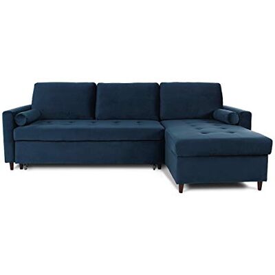 Intense Déco Claudio - Bleu foncé Velours Convertible réversible - Sofa - Publicité Intense Déco Claudio - Bleu foncé Velours Convertible réversible - Sofa - Publicité