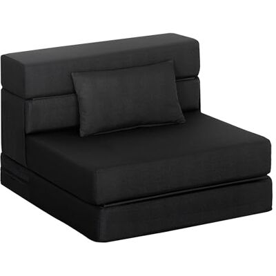HOMCOM Fauteuil Convertible 1 Place 3 en 1, Fauteuil lit Pliant, chauffeuse 1 Place en Lin avec Large Assise, Coussin Inclus, Matelas Pliable 210 cm pour invités, Salon, Petit Espace, Noir - Publicité HOMCOM Fauteuil Convertible 1 Place 3 en 1, Fauteuil lit Pliant, chauffeuse 1 Place en Lin avec Large Assise, Coussin Inclus, Matelas Pliable 210 cm pour invités, Salon, Petit Espace, Noir - Publicité