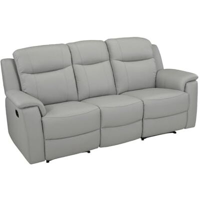 Vente-unique Canapé Relax en Cuir 3 Places - Gris Clair - Publicité Vente-unique Canapé Relax en Cuir 3 Places - Gris Clair - Publicité