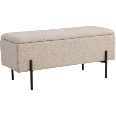 AltoBuy Blaire Banc-Coffre Tissu Bouclé Beige Pieds Métal - Publicité AltoBuy Blaire Banc-Coffre Tissu Bouclé Beige Pieds Métal - Publicité