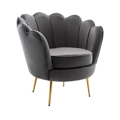 Unique Fauteuil Coquillage en Velours Anthracite Dandelion - Publicité Unique Fauteuil Coquillage en Velours Anthracite Dandelion - Publicité