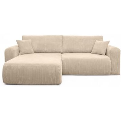 LOUNGITUDE Canapé ALYA d'angle Compact réversible et Convertible 4 Places en Velours côtelé - Publicité LOUNGITUDE Canapé ALYA d'angle Compact réversible et Convertible 4 Places en Velours côtelé - Publicité