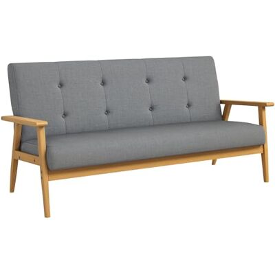 HOMCOM Canapé 3 Places 154,5, canapé scandinave avec Dossier capitonné, Assise rembourrée et accoudoirs, Pieds en Bois d'hévéa, pour Salon, Chambre, Petit Espace, Gris - Publicité HOMCOM Canapé 3 Places 154,5, canapé scandinave avec Dossier capitonné, Assise rembourrée et accoudoirs, Pieds en Bois d'hévéa, pour Salon, Chambre, Petit Espace, Gris - Publicité