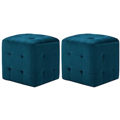 vidaXL 2X Poufs Tabouret Cube de Salle de Séjour Repose-Pied de Salon Ottoman Chambre à Coucher Maison Intérieur Confortable Bleu Tissu Velours - Publicité vidaXL 2X Poufs Tabouret Cube de Salle de Séjour Repose-Pied de Salon Ottoman Chambre à Coucher Maison Intérieur Confortable Bleu Tissu Velours - Publicité