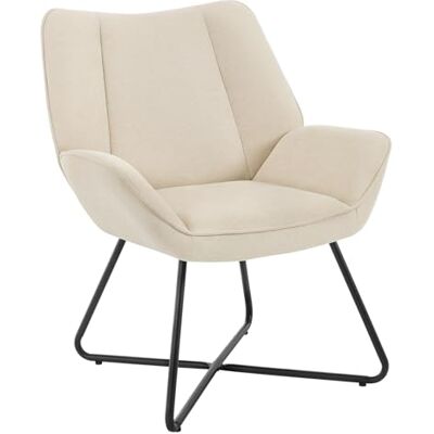 WOLTU Fauteuil Relax, Fauteuil Salon, Scandinave, Rembourré, avec Dossier Haut, Pieds en Métal, en Lin, Beige - Publicité WOLTU Fauteuil Relax, Fauteuil Salon, Scandinave, Rembourré, avec Dossier Haut, Pieds en Métal, en Lin, Beige - Publicité