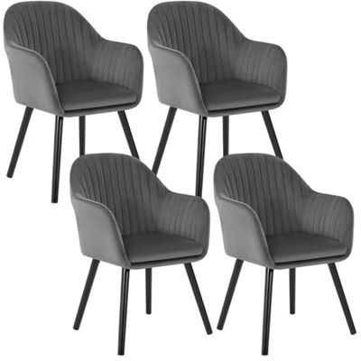 WOLTU Lot de 4 Chaises de Salle à Manger, Fauteuil en Velours, Rembourrée, avec Accoudoirs, Pieds en Bois Massif, pour Cuisine Salon Chambre, Gris Foncé+Noir. Publicité WOLTU Lot de 4 Chaises de Salle à Manger, Fauteuil en Velours, Rembourrée, avec Accoudoirs, Pieds en Bois Massif, pour Cuisine Salon Chambre, Gris Foncé+Noir. Publicité