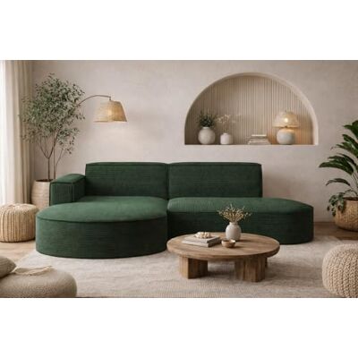 Kaiser Canapé d'angle en L avec Coin Salon, Canapé 3 Places Moderne, Sofa rembourré, Canapé Confortable avec Pouf pour Salon, Tissu Poso en Velours côtelé, Modena Studio, Vert foncé, Gauche - Publicité Kaiser Canapé d'angle en L avec Coin Salon, Canapé 3 Places Moderne, Sofa rembourré, Canapé Confortable avec Pouf pour Salon, Tissu Poso en Velours côtelé, Modena Studio, Vert foncé, Gauche - Publicité