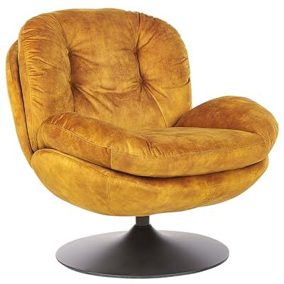 Beliani Fauteuil Pivotant Vintage en Velours avec Assise Rembourré Base Simple Jaune Nolvik - Publicité Beliani Fauteuil Pivotant Vintage en Velours avec Assise Rembourré Base Simple Jaune Nolvik - Publicité