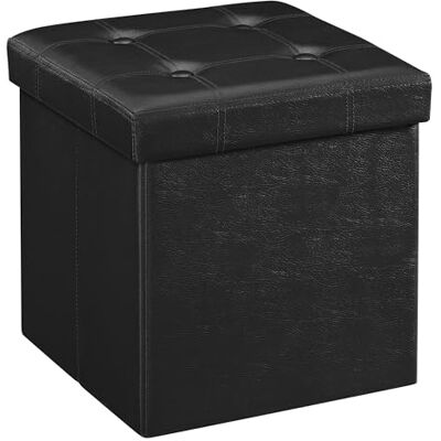 SONGMICS Tabouret Pouf Coffre Boîte de Rangement Repose-Pied Cube Siège Pliable Gagner de l'espace Noir 38 x 38 x 38 cm LSF30B - Publicité SONGMICS Tabouret Pouf Coffre Boîte de Rangement Repose-Pied Cube Siège Pliable Gagner de l'espace Noir 38 x 38 x 38 cm LSF30B - Publicité