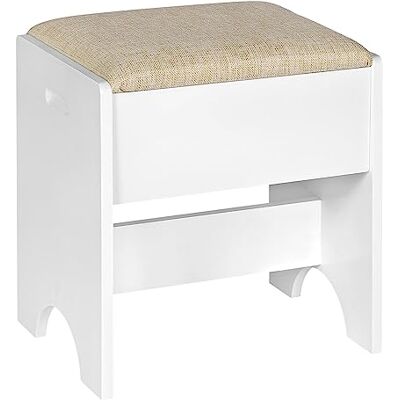 WOLTU Tabouret de Maquillage Rembourré, Chaise Coiffeuse 40x30x45cm, Siège pour Chambre Salon, Pouf Moderne en Lin et MDF, Beige+Blanc, MB6098be - Publicité WOLTU Tabouret de Maquillage Rembourré, Chaise Coiffeuse 40x30x45cm, Siège pour Chambre Salon, Pouf Moderne en Lin et MDF, Beige+Blanc, MB6098be - Publicité